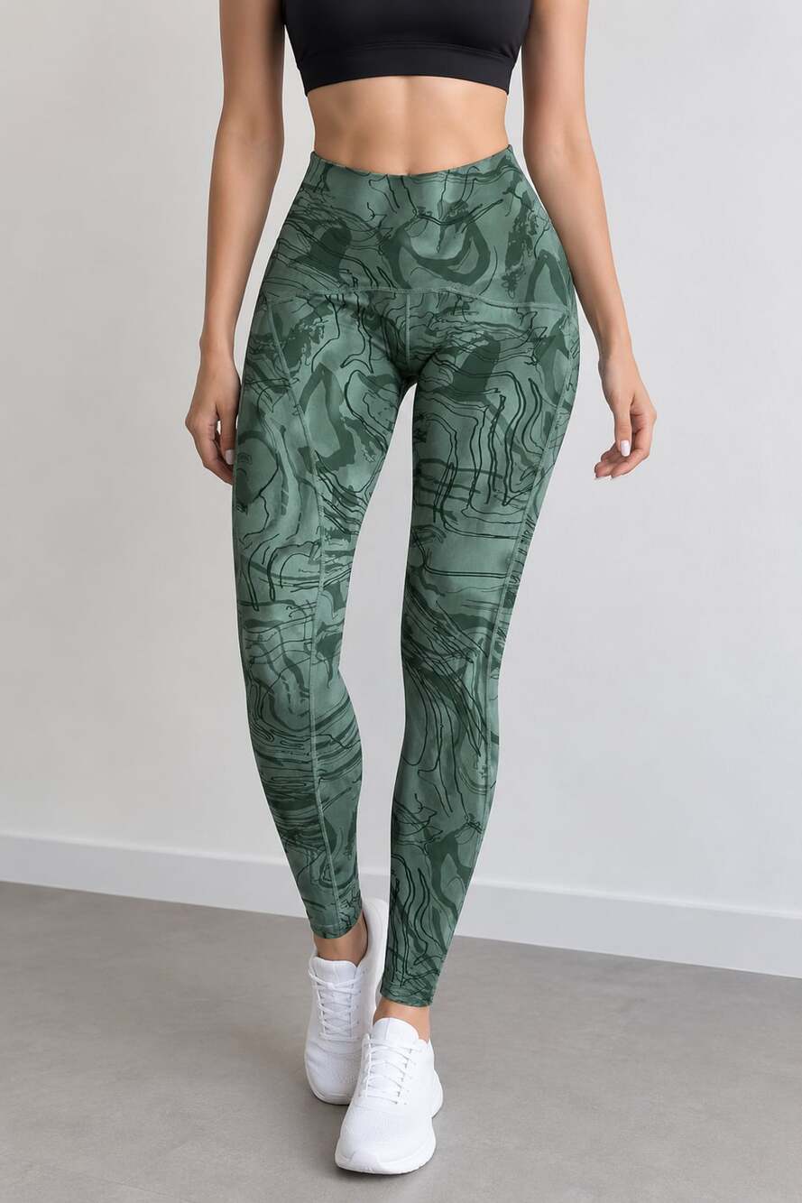 Gymshark GS Power Support Leggings Green Print